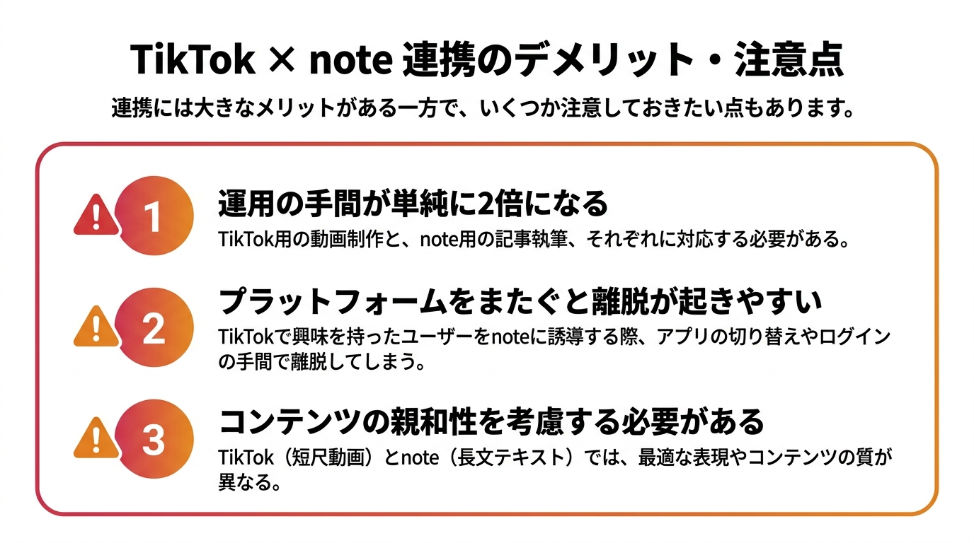 TikTokとnoteを連携させるデメリットと注意点
