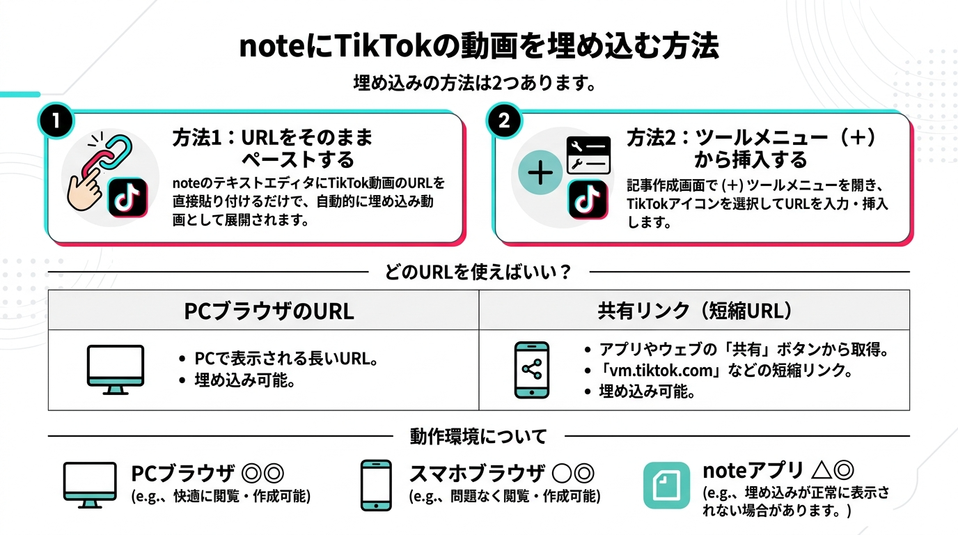 TikTokの動画をnoteに埋め込む